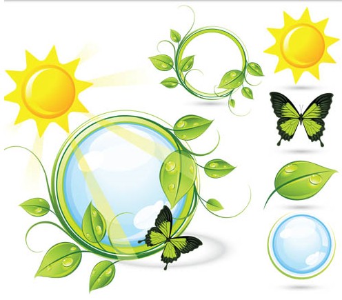 Green Nature Icons free vectors