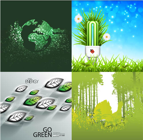 Green Nature Set vector graphics