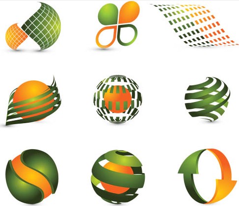 Green-Orange Logotypes vectors graphics