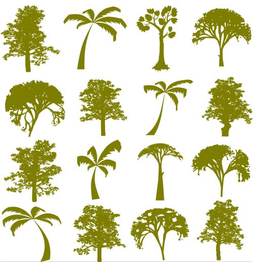 Green Trees Silhouettes vector