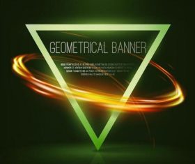 Green background and triangle with shining swirl vector 01