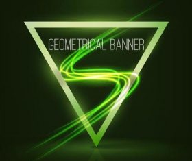 Green background and triangle with shining swirl vector 02