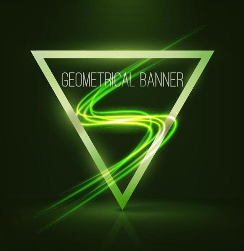 Green background and triangle with shining swirl vector 02