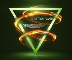 Green background and triangle with shining swirl vector 03
