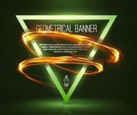 Green background and triangle with shining swirl vector 04