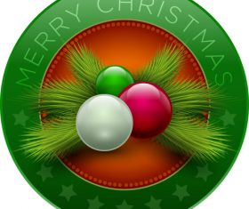 Green christmas badge with fir branches vector