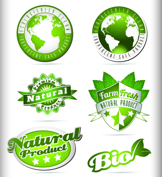 Green natural labels 01 vectors