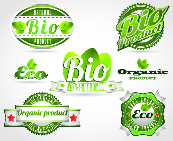 Green natural labels 02 vectors