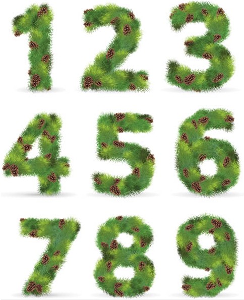 Green tree digits vector graphic