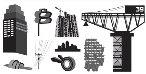 Grey Building Logos vector material