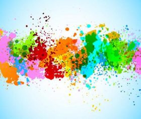 Grunge colored paint with watercolor background vector 01