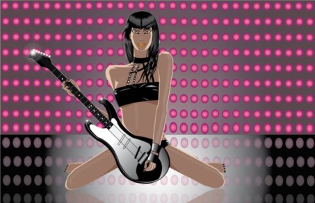 Guitar Player Girl vectors graphic