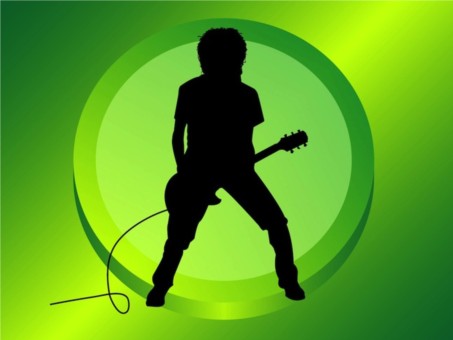 Guitar Player Silhouette shiny vector