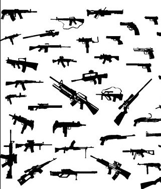 Guns and tanks silhouette vector