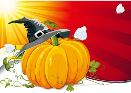 Halloween Pumpkin with Background Vector Illustration
