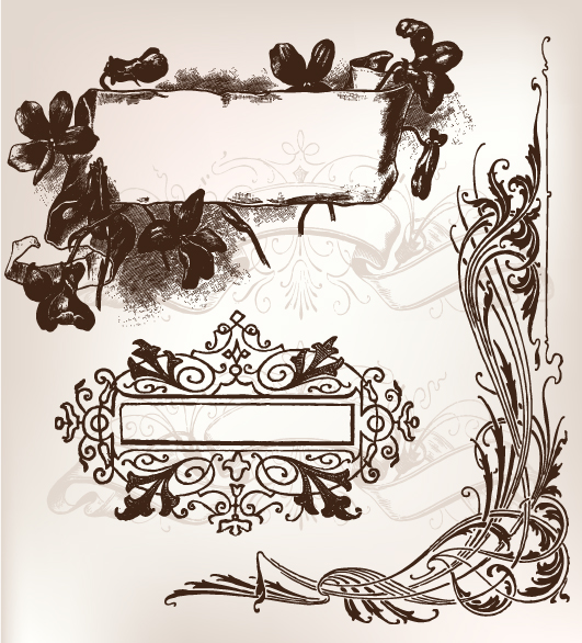 Hand-draw floral frame 1 vector