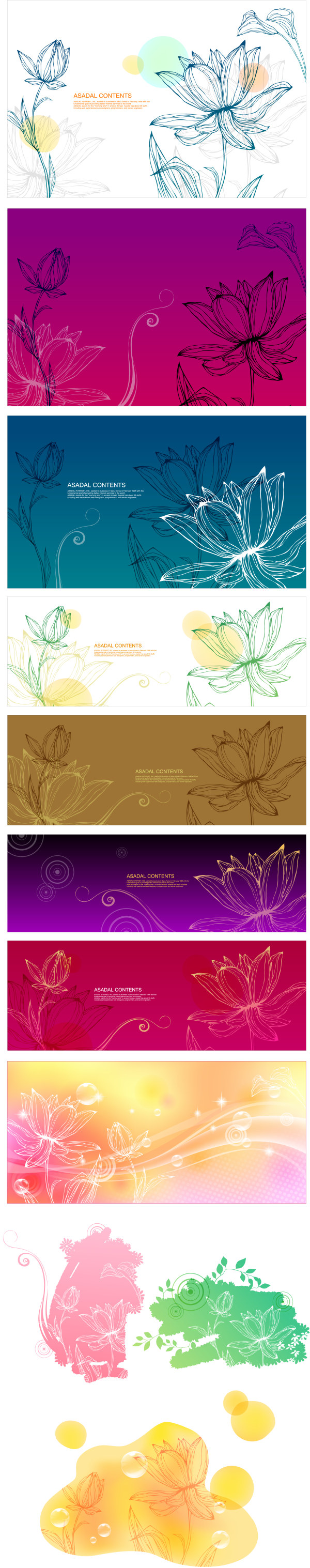 Hand drawn Lotus design vectors