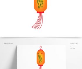Hand drawn bamboo pattern festive lantern vector