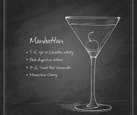 Hand drawn coctail menu with blackboard vector 01