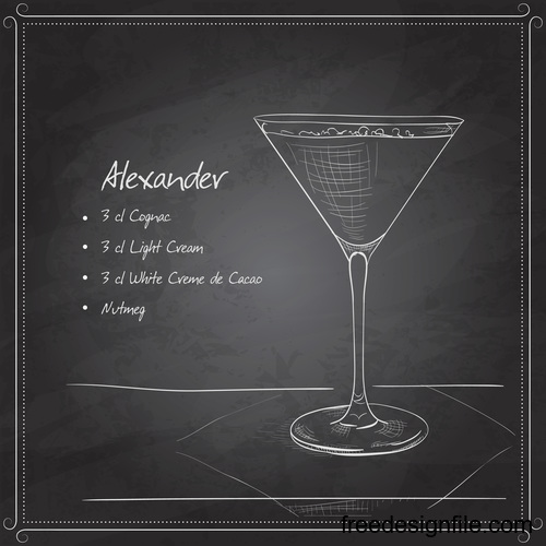 Hand drawn coctail menu with blackboard vector 04