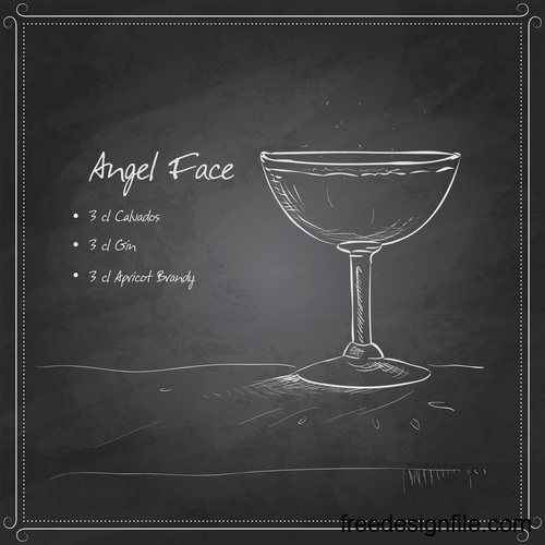 Hand drawn coctail menu with blackboard vector 03