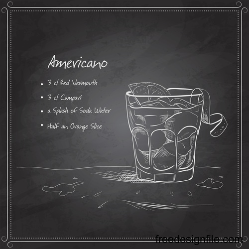 Hand drawn coctail menu with blackboard vector 05.