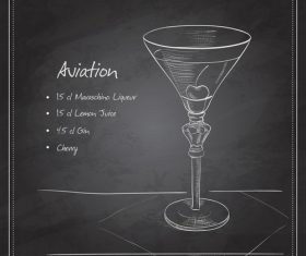 Hand drawn coctail menu with blackboard vector 08