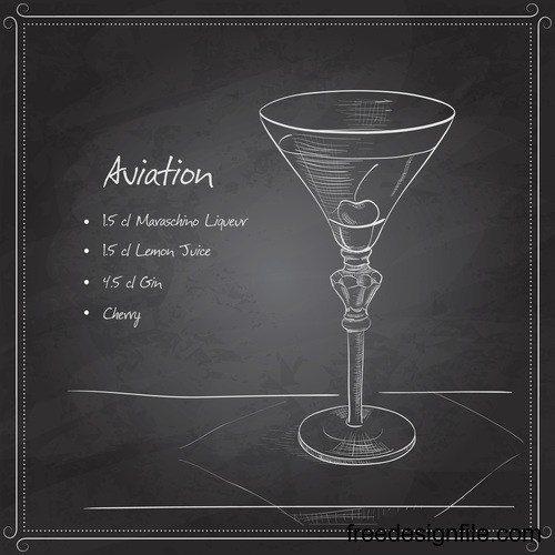 Hand drawn coctail menu with blackboard vector 08