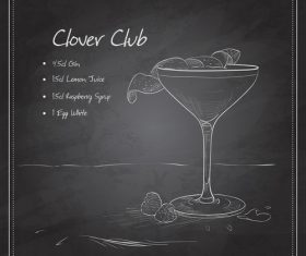 Hand drawn coctail menu with blackboard vector 09