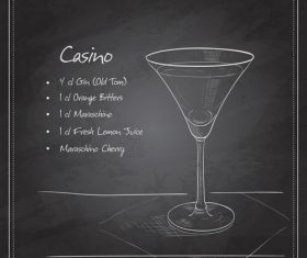 Hand drawn coctail menu with blackboard vector 07