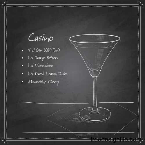 Hand drawn coctail menu with blackboard vector 07