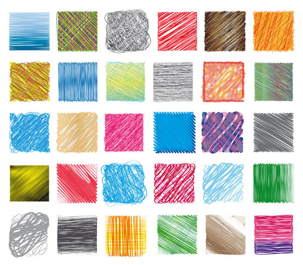 Hand-drawn colored line pattern vectors graphic