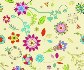 Hand drawn colorful flowers leaves illustration vector