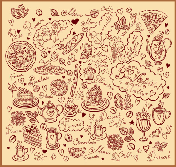 Hand drawn elements food 03 vector