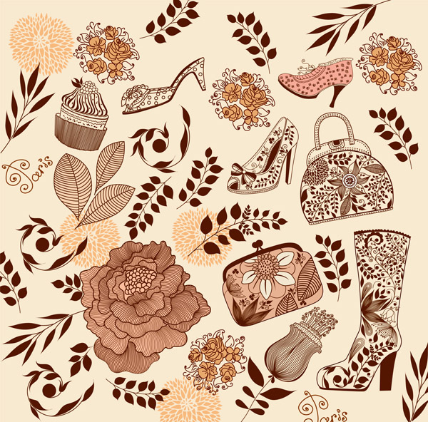 Hand drawn elements pattern vector