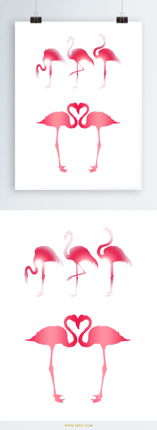 Hand drawn flamingo silhouette vector