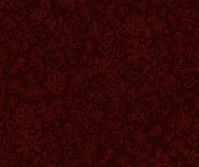 Hand drawn heart with floral seamless pattern vector