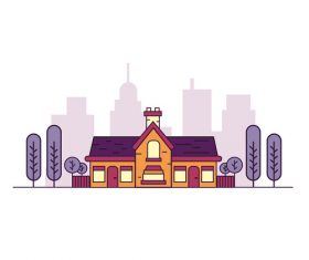 Hand drawn house homes trees vector