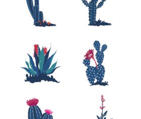 Hand drawn plant cactus flower vector