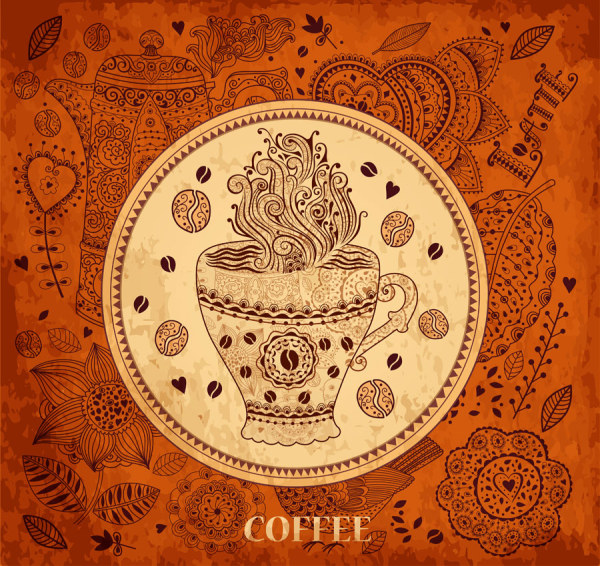 Hand painted coffee elements vectors graphics