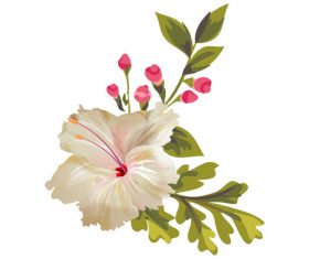 Hand-painted floral print vector 02