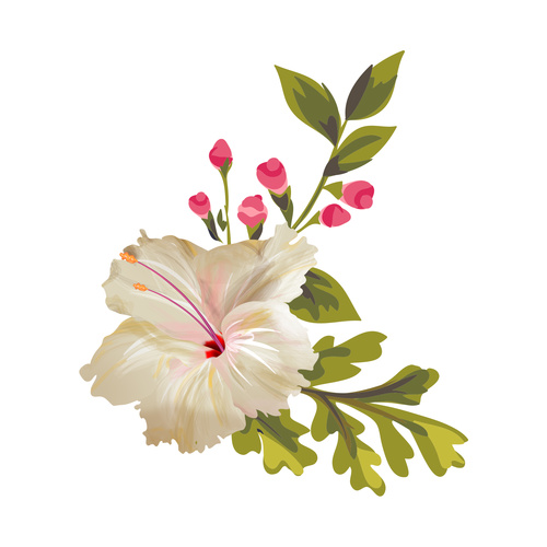 Hand-painted floral print vector 02