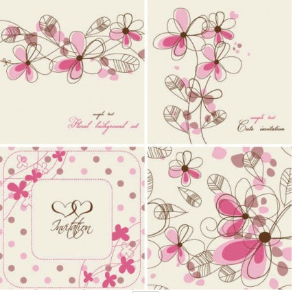 Hand-painted flowers card Background vector