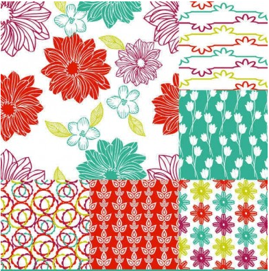 Hand-painted pattern background 09 vector set