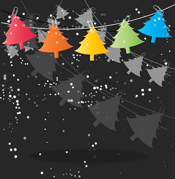 Hanging Christmas Tree Background set vector