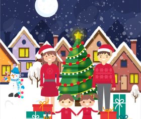 Happy Christmas family vector illustration