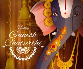 Happy Ganesh Chaturthi festival vector design 01