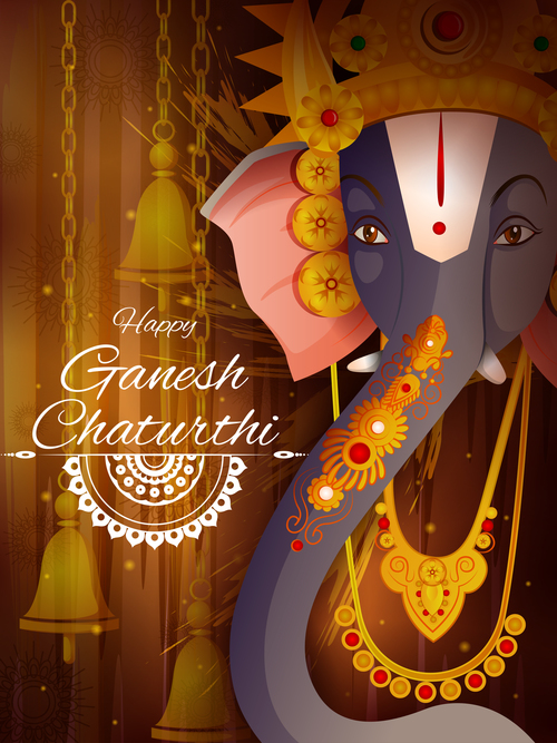 Happy Ganesh Chaturthi festival vector design 01