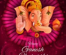 Happy Ganesh Chaturthi festival vector design 03