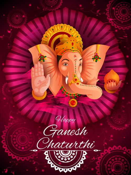Happy Ganesh Chaturthi festival vector design 03
